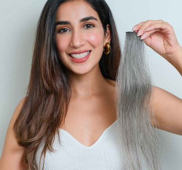 Salt & Pepper Single Clip Hair Strands | Nish Hair