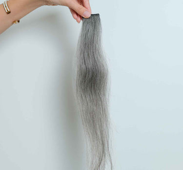 Salt & Pepper Single Clip Hair Strands | Nish Hair