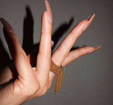 Adjustable Gold Tassel Ring | Nish Hair X Evil Eye Jewel