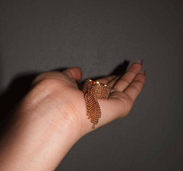 Adjustable Gold Tassel Ring | Nish Hair X Evil Eye Jewel
