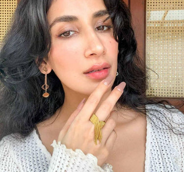 Adjustable Gold Tassel Ring | Nish Hair X Evil Eye Jewel