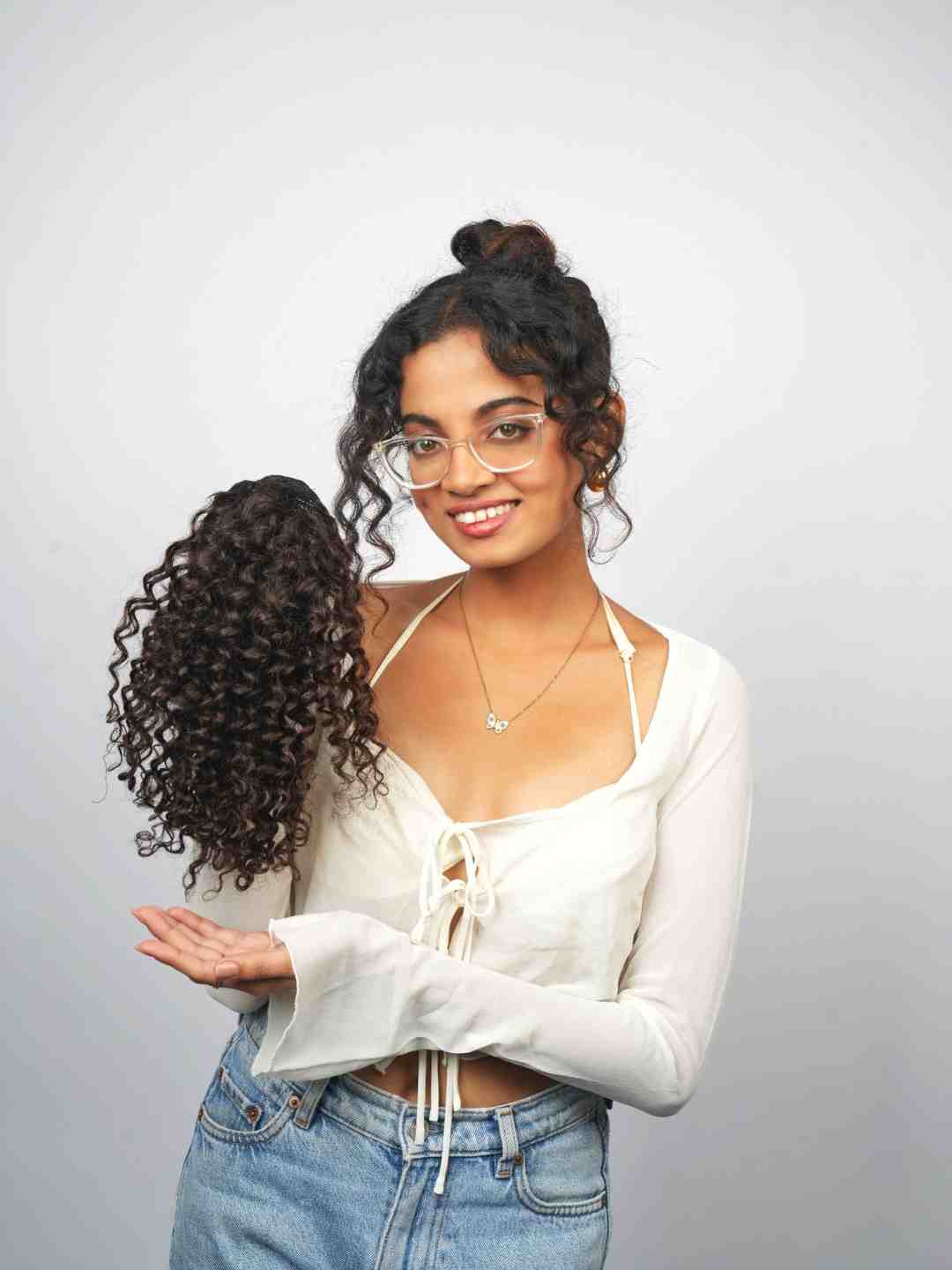 Knote Extension Curly Hair Topknot Extensions – Wrap Around – Nish Hair