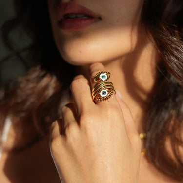 Dual Evil Eye Coiled Ring | Nish Hair X Evil Eye Jewel
