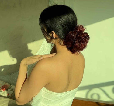 Human Hair Donut Scrunchie Rich Burgundy