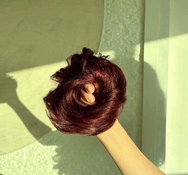 Human Hair Donut Scrunchie Rich Burgundy