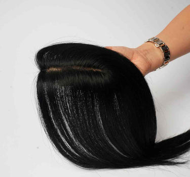 Scalp Line Hair Topper - Dark Black – 1.5 x 5inch – Silk Base