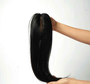 Scalp Line Hair Topper - Dark Black – 1.5 x 5inch – Silk Base