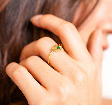 Delicate Evil Eye - Adjustable Ring | Nish HairX Evil Eye Jewel