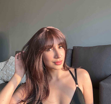 dark brown wig with bangs