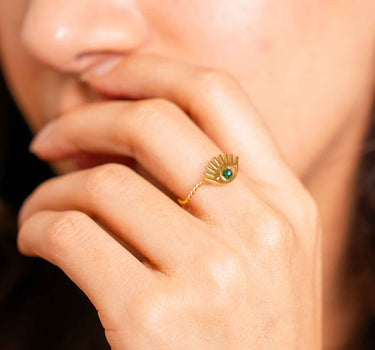 Delicate Evil Eye - Adjustable Ring | Nish HairX Evil Eye Jewel