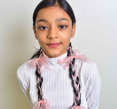Long Braids with organza ribbons for Kids Set of 2
