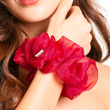 Red Mist Organza Scrunchy | Nish Hair X Threads by Dinckle