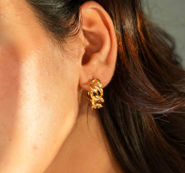 Cuban Link Half Hoop Earrings | Nish Hair X Evil Eye Jewel