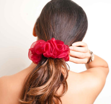 Red Mist Organza Scrunchy | Nish Hair X Threads by Dinckle