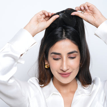Backcombed hair topper – 14-16 inch- Lace Base – 4×4 | Nish Hair