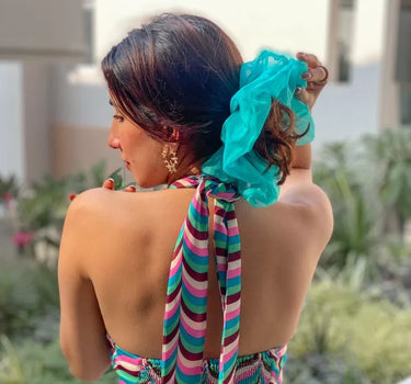 Blue Organza Cloudy | Nish Hair X Threads by Dinckle