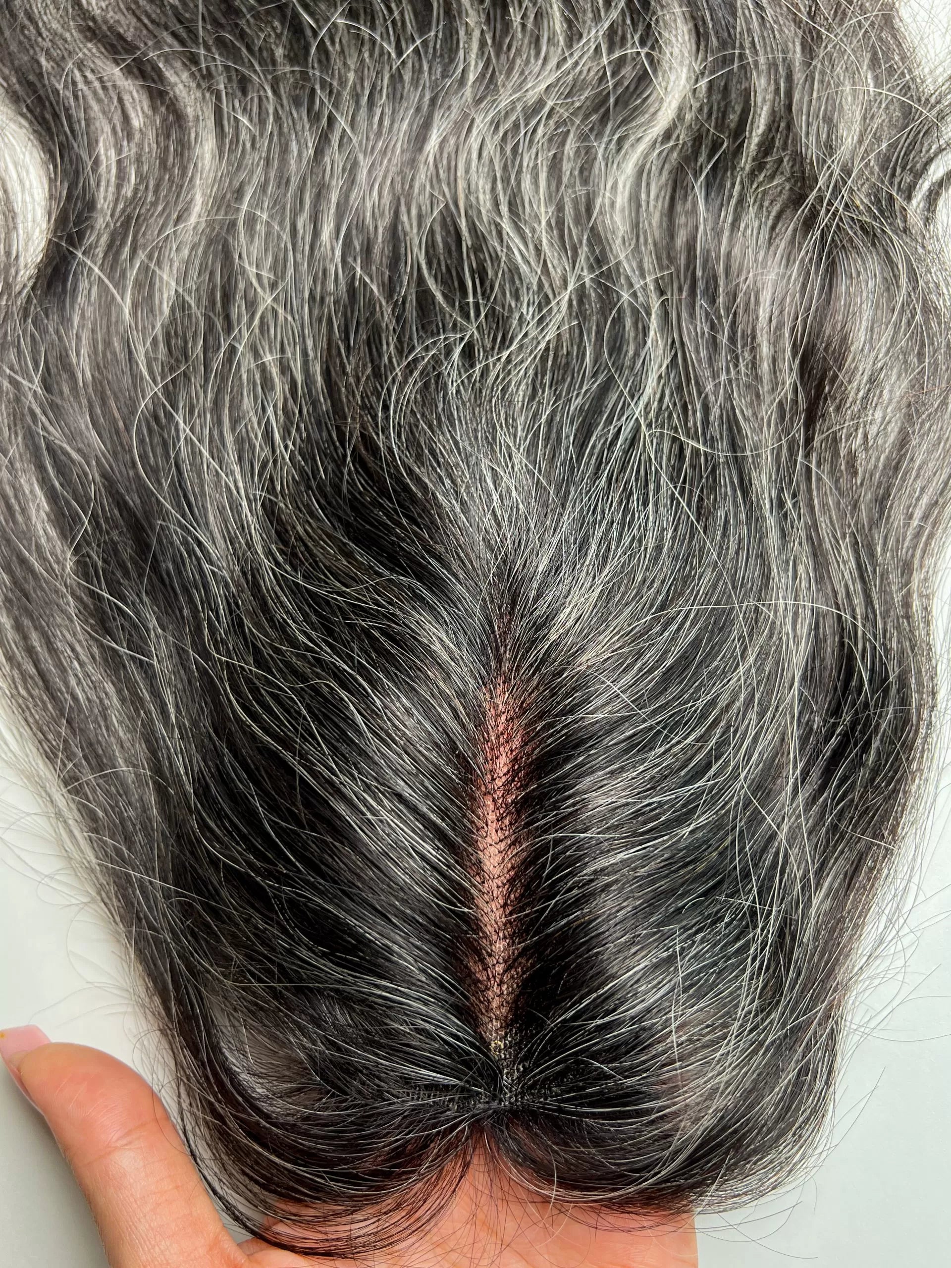Salt Pepper Faux Scalp Lace Base 2 6 inch Grey Human Hair Topper Nish Hair