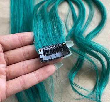 Zahira’s Green #Strandout- Coloured clip-In Hair| Nish Hair