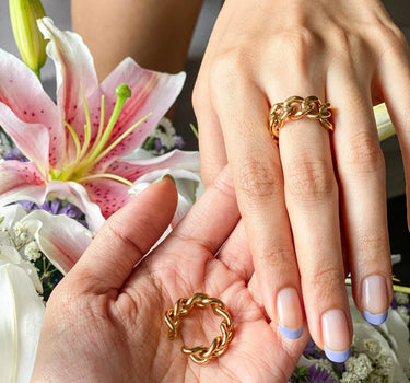 Adjustable Ring – Cuban Link – Tarnish Free | Nish Hair X Evil Eye Jewel