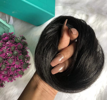 Human Hair Donut Scrunchie Black | Nish Hair