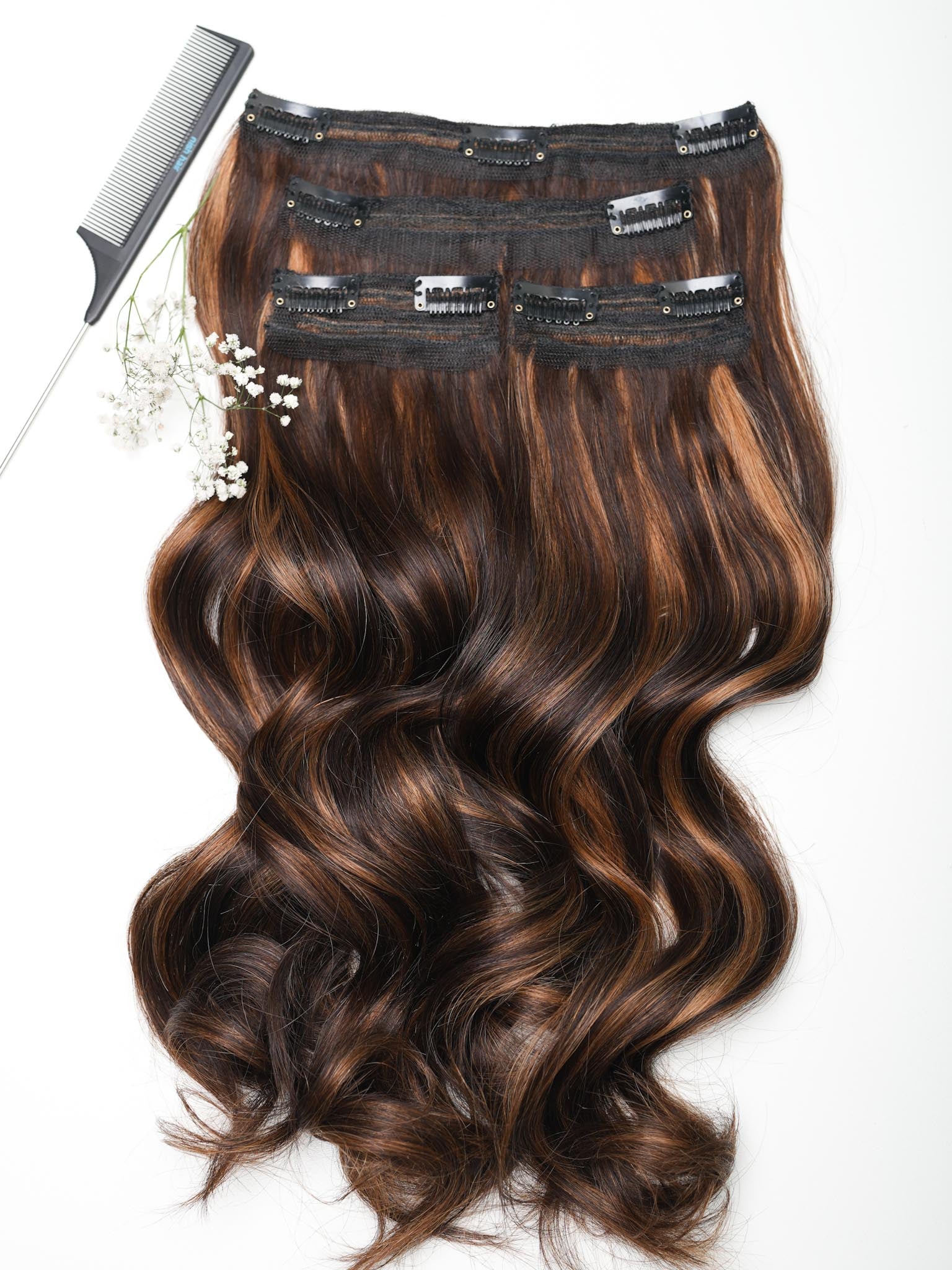 Dark Brown With Highlights – Classic Clip-In Extensions| N HAIR