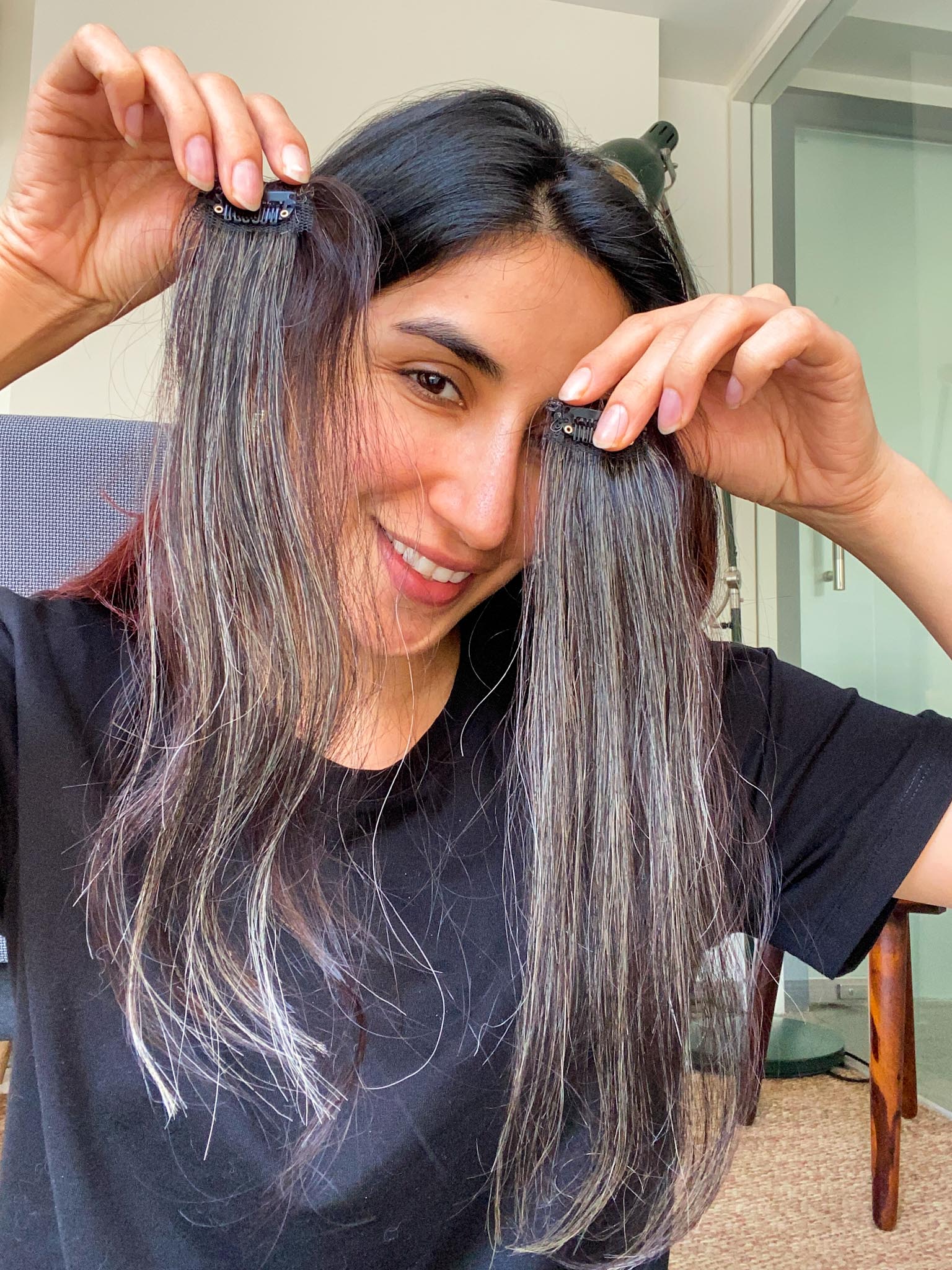 Receding Hairline Clip In Bangs For Grey Hair Frame My Face